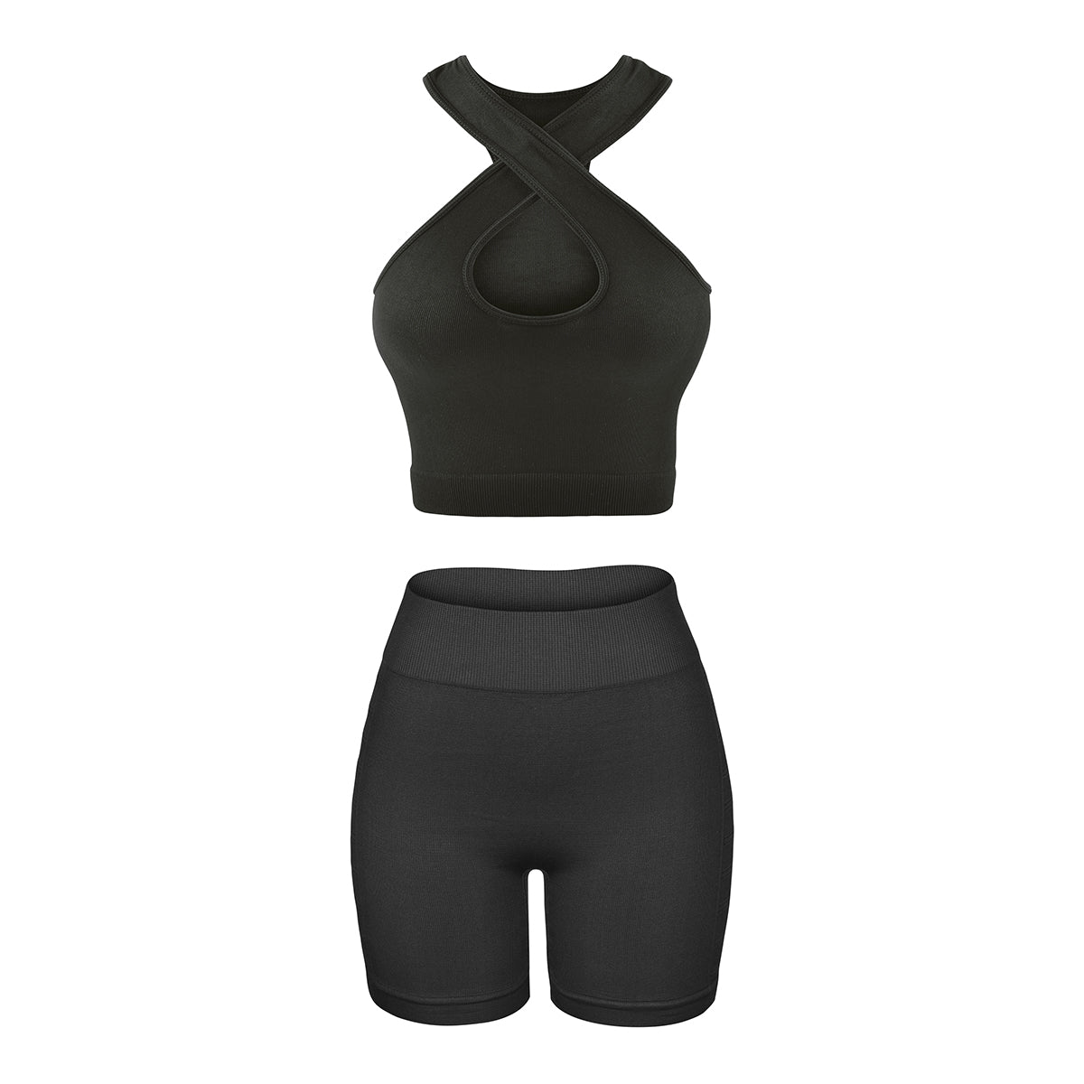 Set Deportivo Seamless: Short Push-Up y Top Cruzado de Tirante Ancho