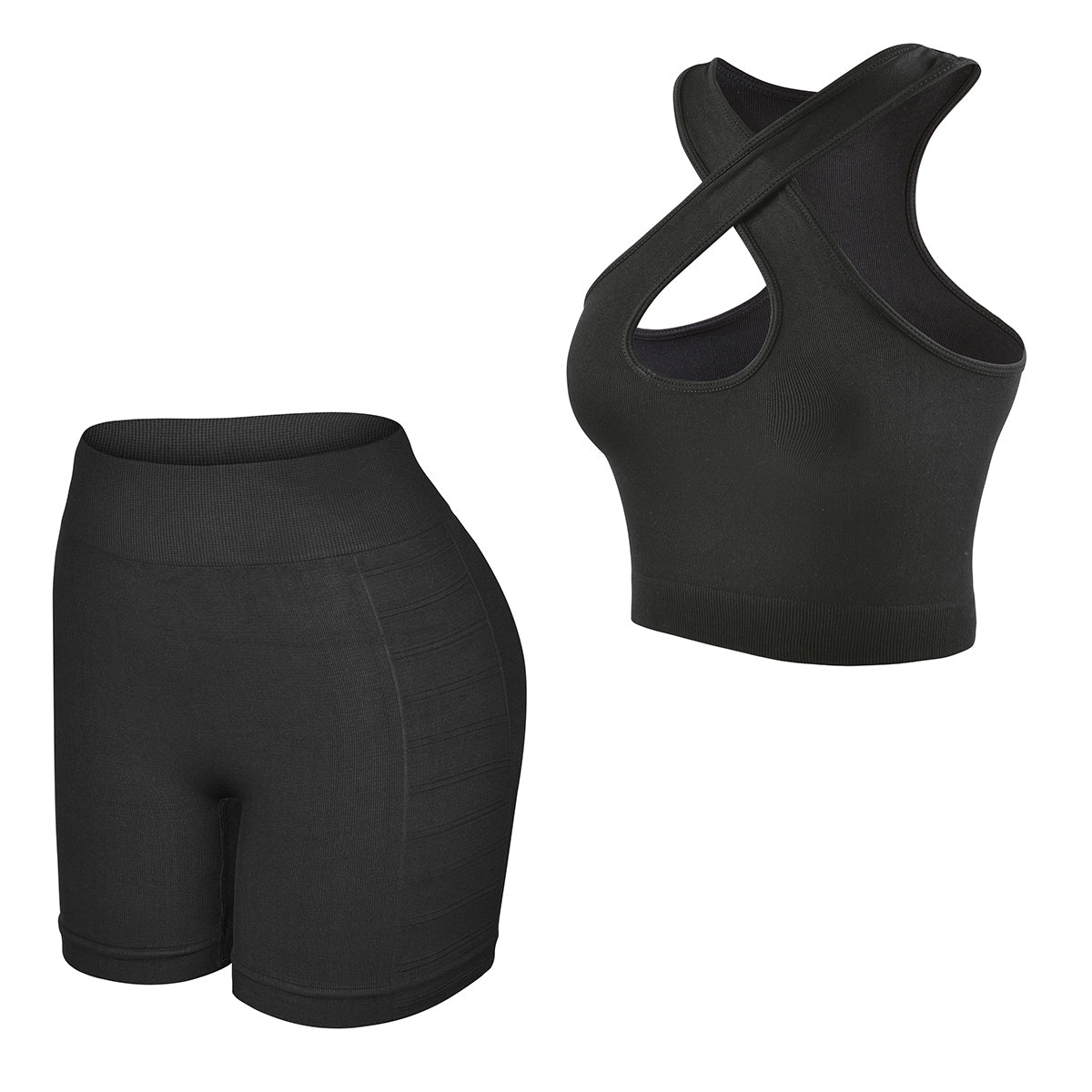 Set Deportivo Seamless: Short Push-Up y Top Cruzado de Tirante Ancho