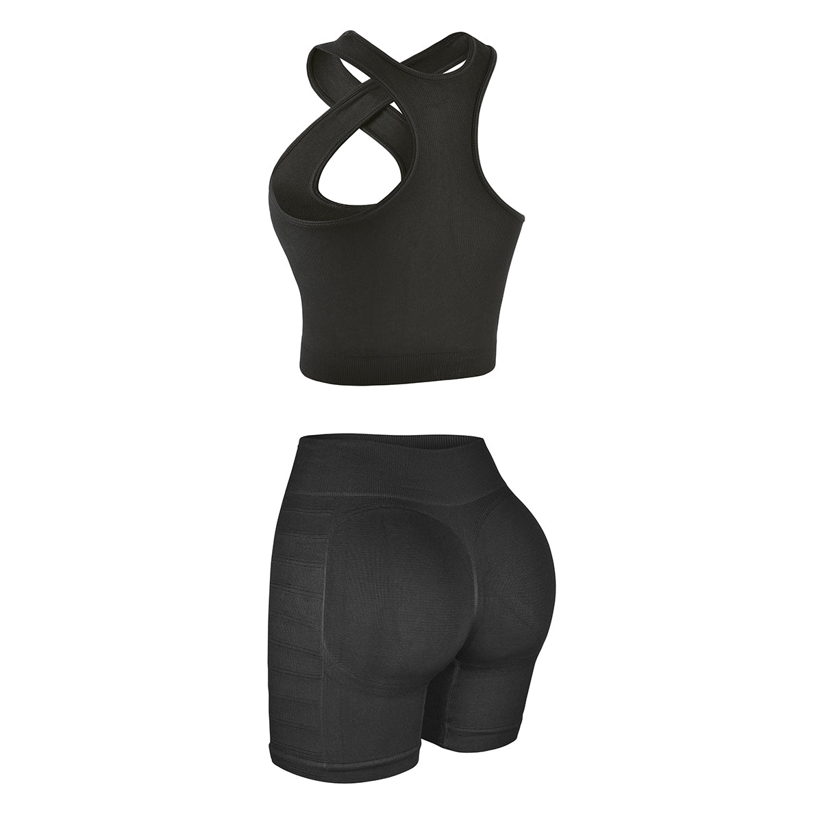 Set Deportivo Seamless: Short Push-Up y Top Cruzado de Tirante Ancho
