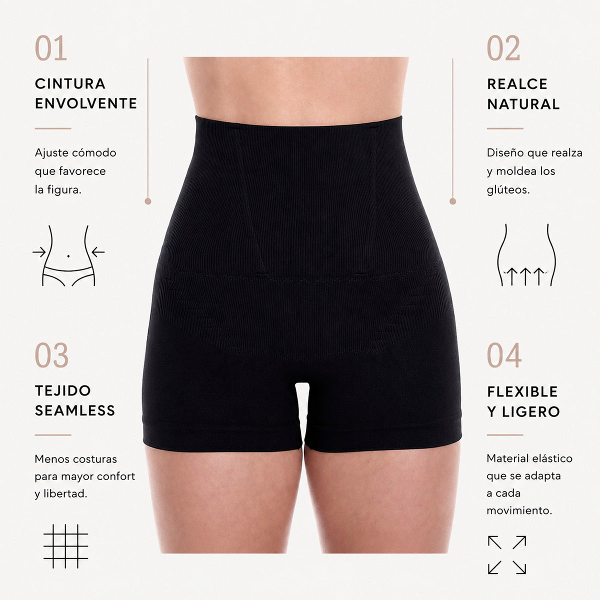 Bóxer Faja Control de Abdomen y Levanta Glúteos con Cinturilla Integrada