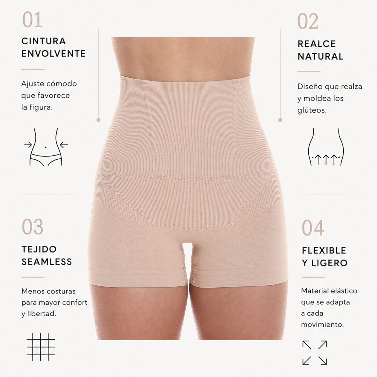 Bóxer Faja Control de Abdomen y Levanta Glúteos con Cinturilla Integrada