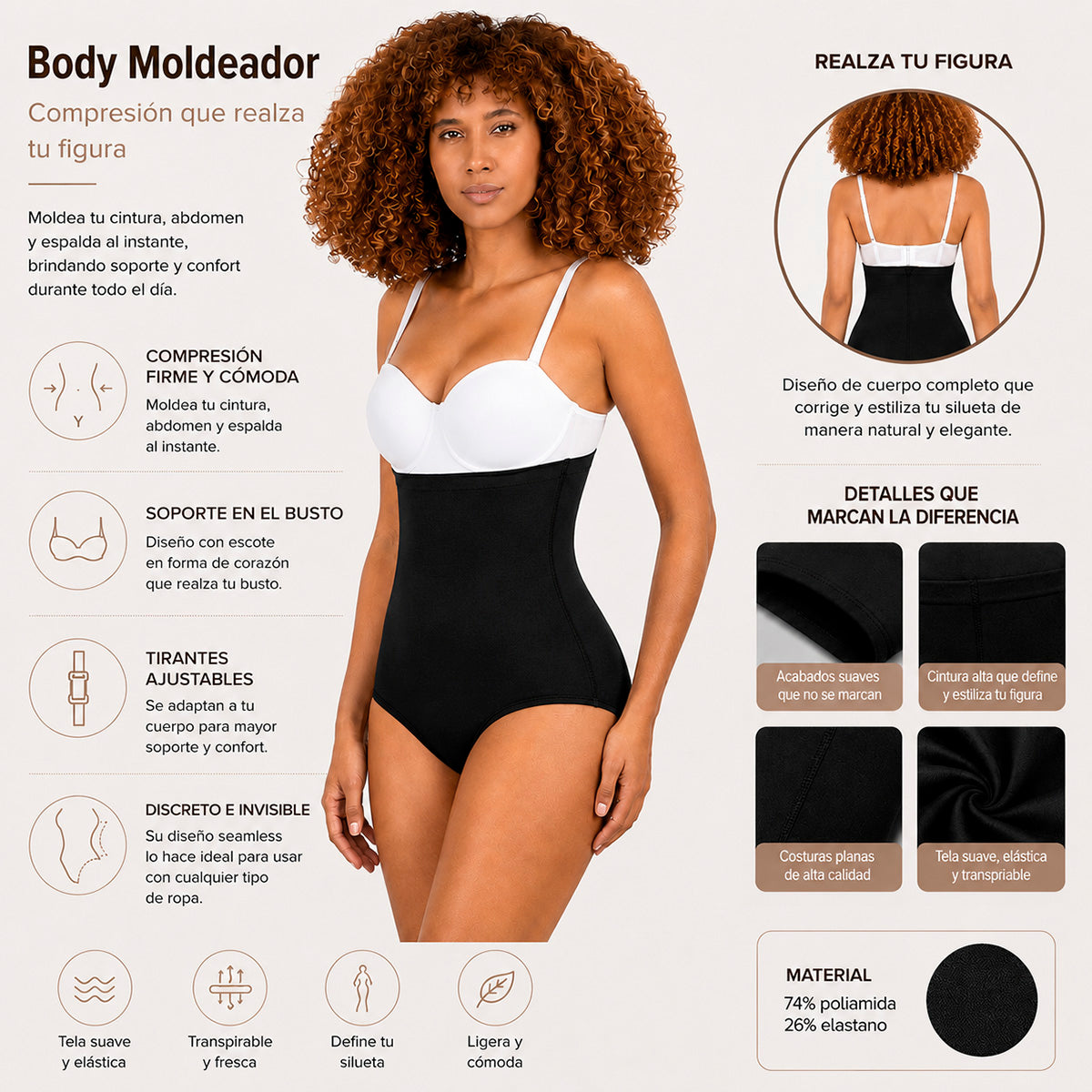 Panty Alta Modeladora Camila - Compresión Media y Efecto Reductor