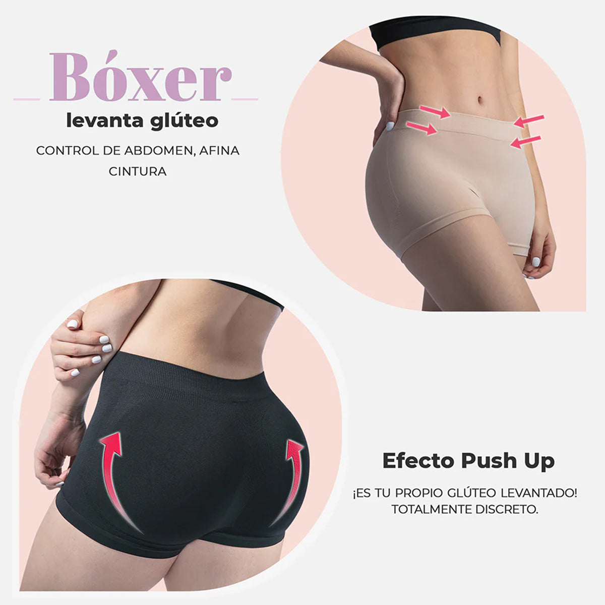 Pack de 7 Bóxers Nicole - Levanta Glúteo Seamless Control Medio