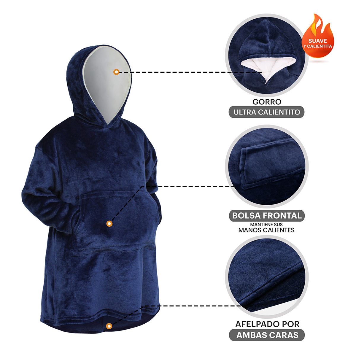 Sudadera cobija gigante con capucha para niño gris