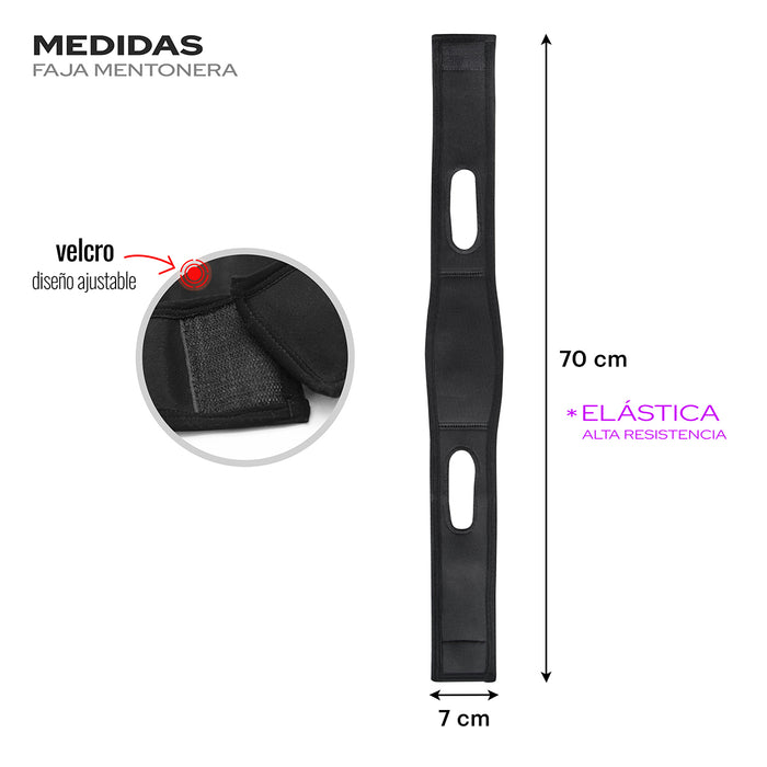 infografia con las medidas de banda negra para ronquidos de la marca eblla form 