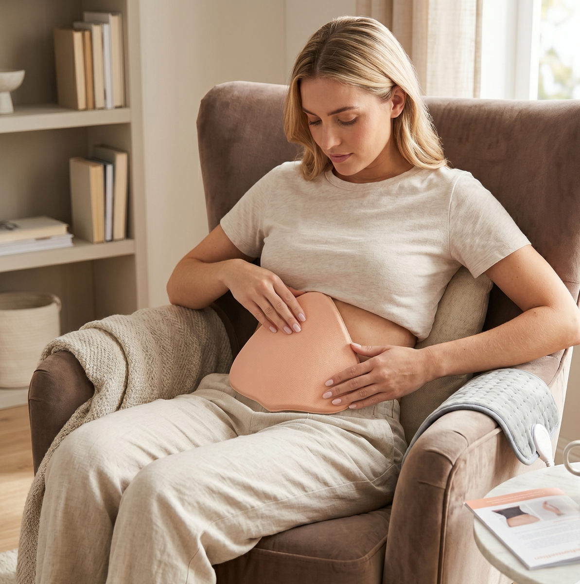 mujer utilizando la tabla postquirurjica nude de la marca bella form 