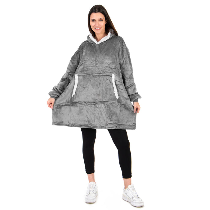 sudadera gris con borrego
