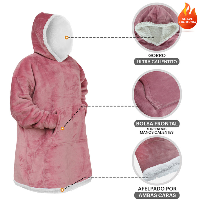 Sudadera cobija gigante con capucha Rosa