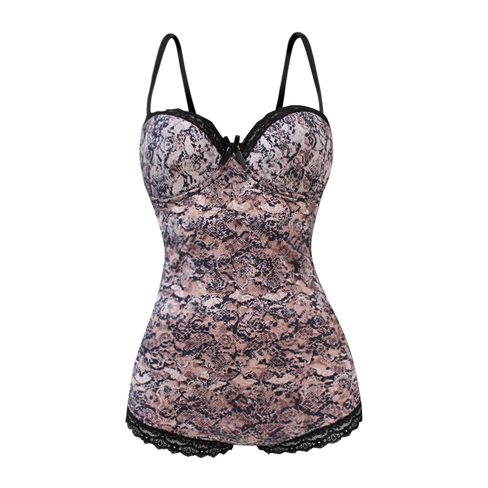 body con encaje de animal print de la marca bella form 